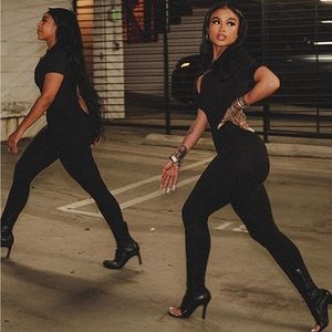 Soft Short Sleeves Zip Up One Piece Bodycon Jumpsuits